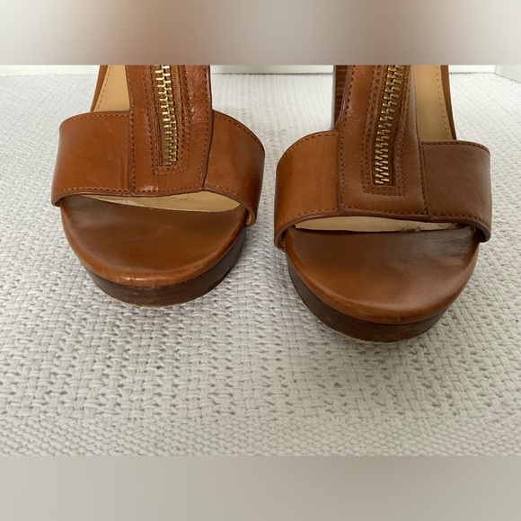 Michael Kors Brown Heeled Sandals with Gold Zipper - Picture 8 of 12